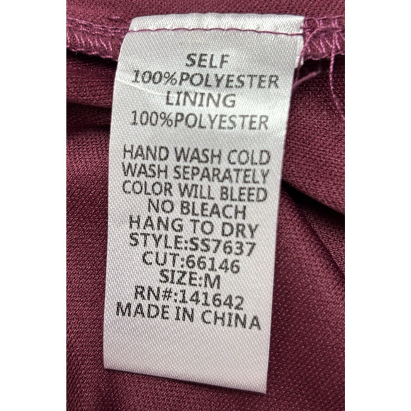 She + Sky Tiered Ruffle Maxi Dress Size M Wine On/Off Shoulder Boho Romantic - Picture 16 of 16